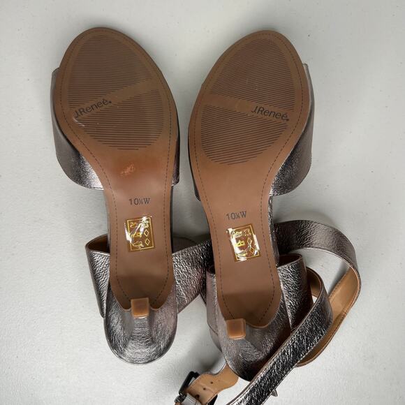 J. Renee Metallic Ankle Wrap Soncino Heels Size 10.5 W - Picture 4 of 8